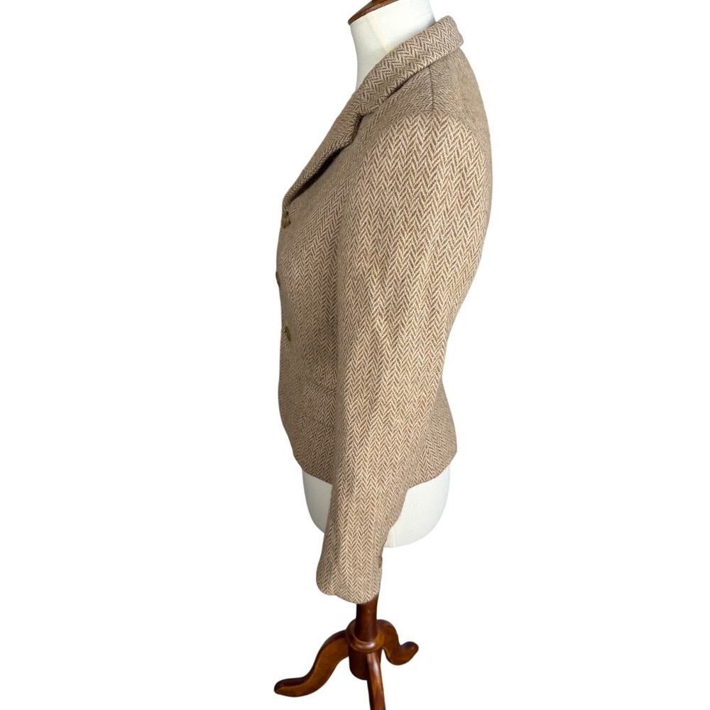 Ralph Lauren Collection Blazer Womens 6 Tan Herringbone Wool Cashmere Luxury - Picture 5 of 13